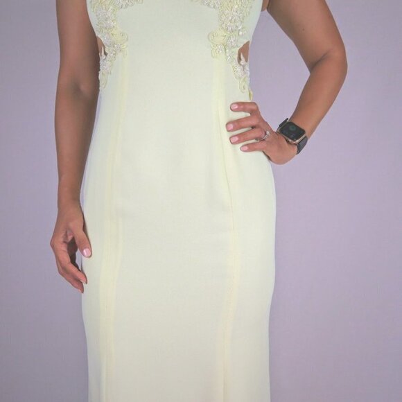 NWT Marchesa Notte Yellow Fields Lace Formal Gown $1245 - Picture 5 of 13